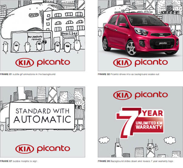 KIA Picanto alternative art direction banner storyboard