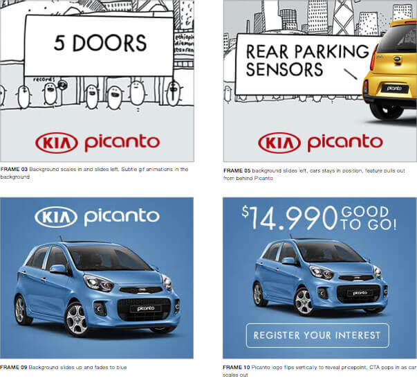 KIA Picanto alternative art direction banner storyboard