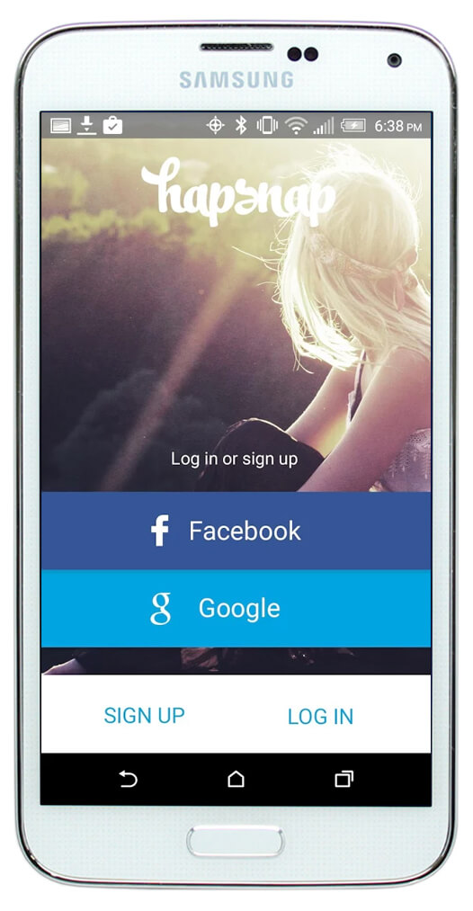 Hapsnap mobile app screen