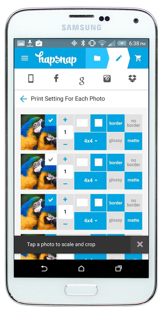 Hapsnap mobile app screen