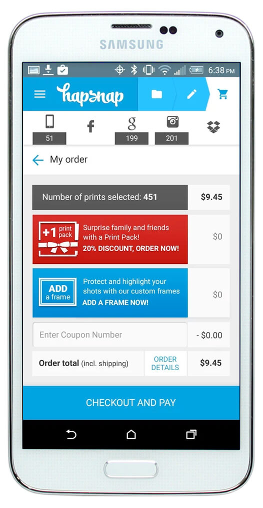 Hapsnap mobile app screen